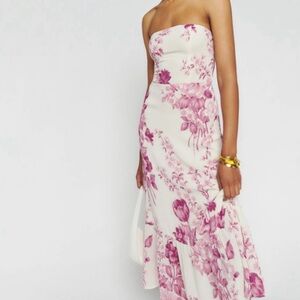 Reformation Arta dress size 0 white and pink perfect for brides